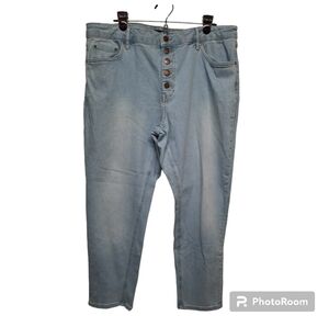Boden Womens Denim Exposed Button Fly Girlfriend Jeans Blue Size 16/18R